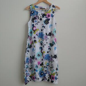 NEW WITH TAGS 100% linen Liv by Habitat Clothes white sleeveless dress floral XS